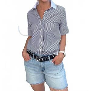 NEW THE SHIRT short sleeve striped shirt in white